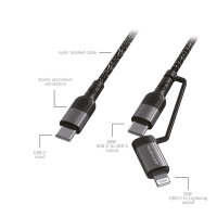 USB-C auf USB-C und Lightning Kabel ComboCord CL 1.5m textil monochrom