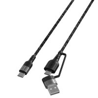 USB-A und USB-C auf USB-C Kabel ComboCord CA 1,5m textil monochrom