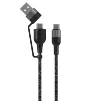 USB-A and USB-C to USB-C Cable ComboCord CA 1.5m fabric monochrome