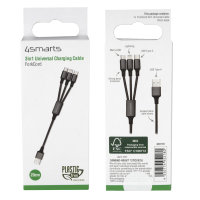 3in1 Kabel ForkCord 20cm textil schwarz