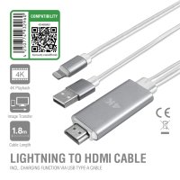 Lightning auf HDMI Kabel mit Ladefunktion 1,8m weiß