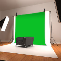 Chroma-Key Green Screen Set with Clamps and Holding Eyelets 3x2m