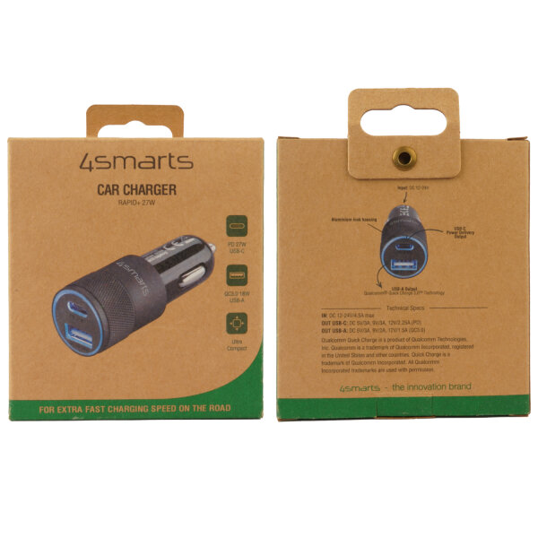 4smarts Kfz Ladegerät Rapid+ 27W mit Quick Charge, PD 