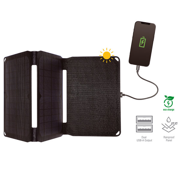 Solar Panel VoltSolar 20W with Dual USB-A Connector black