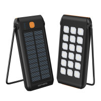 Solar Powerbank TitanPack Flex 10000mAh mit St&auml;nder und Taschenlampe schwarz / orange