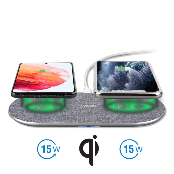 Wireless Charger VoltBeam Twin 2x15W silver