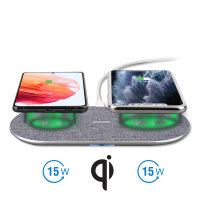 Wireless Charger VoltBeam Twin 2x15W qi silver