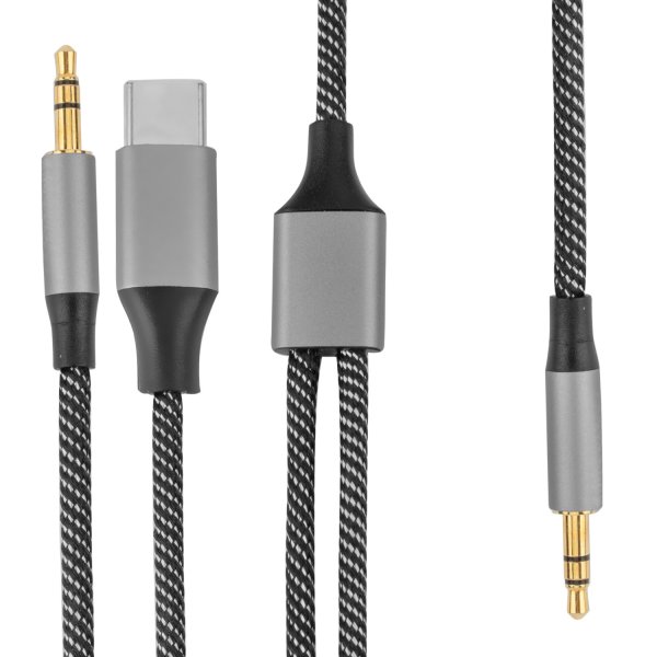 Aktives Audio Kabel MatchCord USB-C und 3.5mm auf 3,5mm Stecker 1m textil schwarz