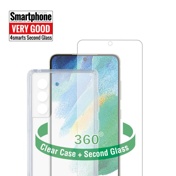 360° Starter Set mit X-Pro Clear Glas mit Clear Hülle für Samsung S21 FE
