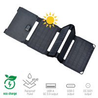 Faltbares Solar Panel VoltSolar 40W mit USB-A, USB-C und DC Anschluss, schwarz