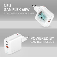 Ladegerät GaN Flex 65W 2 USB-C+1 USB-A weiß