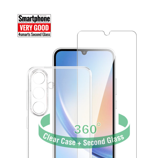 360° Starter Set mit X-Pro Clear Glas, Montagerahmen und Clear Hülle für Samsung Galaxy A34 5G