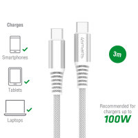 USB-C to USB-C Cable PremiumCord 100W 3m white