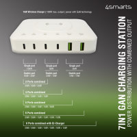7in1 GaN Charging Station 100W with Wireless white