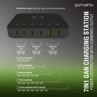 7in1 GaN Charging Station 100W with Wireless black/grey