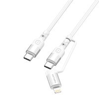 USB-C to USB-C and Lightning Cable ComboCord CL 1.5m fabric white