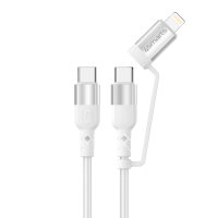 USB-C to USB-C and Lightning Cable ComboCord CL 1.5m fabric white