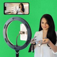 Selfie Tripod LoomiPod XL mit LED Lampe und Green Screen für Smartphones schwarz
