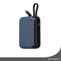 Powerbank Pocket mit integriertem USB-C Kabel 10000mAh 30W stahlblau