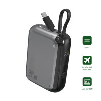 Powerbank Pocket mit integriertem USB-C Kabel 10000mAh 30W spacegrau