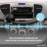 Bluetooth FM Transmitter DashRemote with Multimedia-In, Hands-Free Function, Car Charger