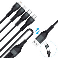 USB-C/A Multi-Ladekabel 4in2 1,2m, schwarz