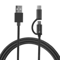 USB-A auf Micro-USB und USB-C Kabel ComboCord 1m textil...