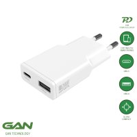 Wall Charger PDPlug Duos Slim 20W GaN 1C+1A white