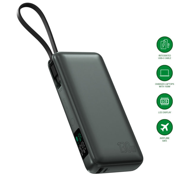 Power Bank Enterprise with integrated USB-C cable 20000mAh 130W spacegrey