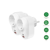 USB-C/A Steckdosenadapter 2er Set weiß