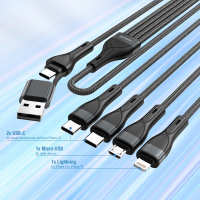 USB-C/A Multi-Ladekabel 4in2 1,2m, schwarz