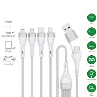 USB-C/A Multi-Ladekabel 4in2 1,2m, wei&szlig;