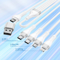 USB-C/A multi-charging cable 4in2 1.2m (7x black, 7x white) - set of 14 PU