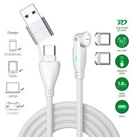 USB-C/A 540° Magnetic Cable GravityCord 100W 1,8m white