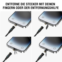 USB-C/A 540° Magnetkabel GravityCord 100W 1,8m schwarz