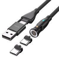 USB-C/A 540° Magnetkabel GravityCord 100W 1,8m schwarz