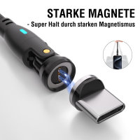 USB-C/A 540° Magnetkabel GravityCord 100W 1,8m schwarz