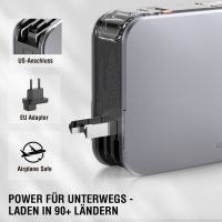 3in1 Hybrid Charger Lucid, Powerbank mit integrierten Kabeln, silber