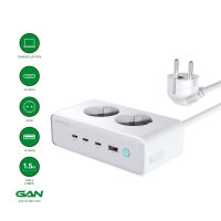 Desk Charger GaN 65W mit AC-Steckdosen, wei&szlig;