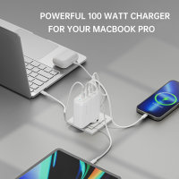 Ladegerät GaN Flex Pro 100W 3 USB-C+1 USB-A, weiß, Travel Edition