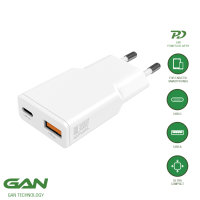 Wall Charger PDPlug Duos Slim 30W GaN 1C+1A white