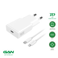 Netzladeger&auml;t PDPlug Slim 20W GaN 1C und USB-C auf Lightning Kabel 1,5m, wei&szlig;