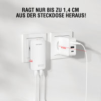 Netzladegerät FlatPlug Slim Dual 45W GaN 2C, weiß