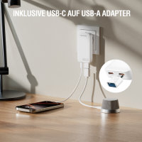 Netzladegerät FlatPlug Slim Dual 65W GaN 2C, weiß