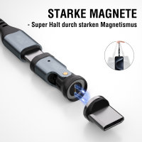 USB-C 540° Magnetic Cable Set GravityCord 240W, 1.8m, black