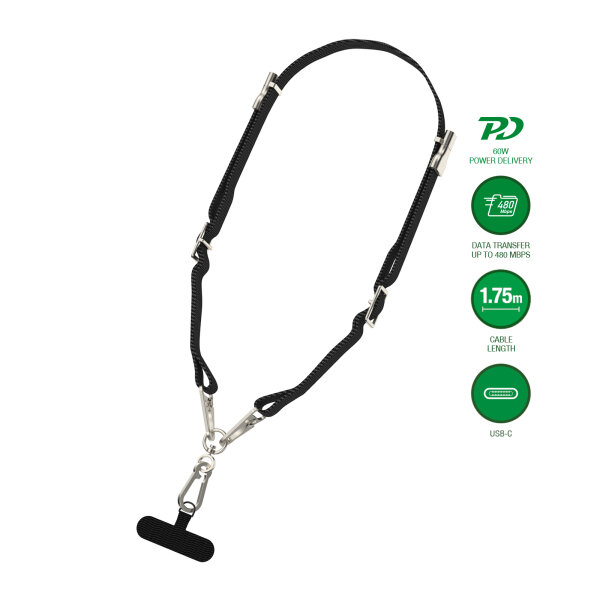 USB-C Necklace PowrCord, black