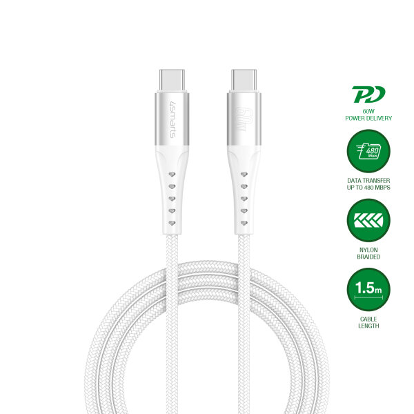 USB-C Kabel PrimeCord 60W 1,5m, weiß