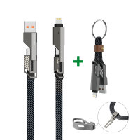 USB-C Cable ComboCord Flat 240W, 1.5m and Keyring Cable, graphit