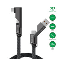 USB-C Cable ComboCord Flat Right Angle 240W, 1,5m, graphit