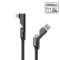 USB-C Cable ComboCord Flat Right Angle 240W, 1,5m, graphit